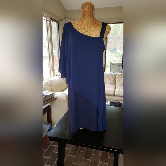 Ladies EMMA & MICHELE Asymmetrical One Strap Party Dress in Blue - L - Picture 1 of 5
